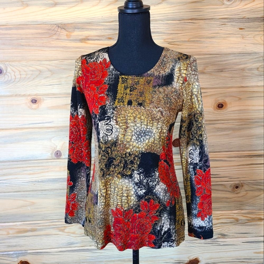 West End Ladies Multi Colored  Longsleeved Blouse,  PS